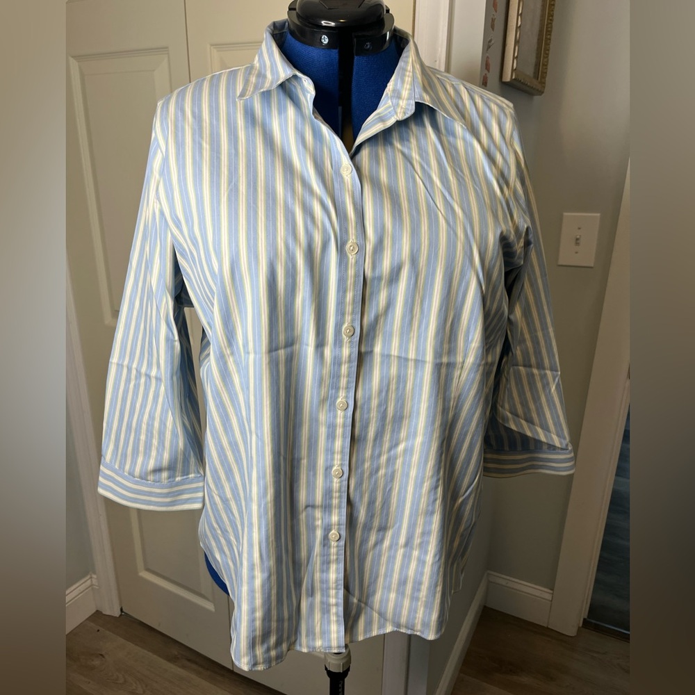 WRINKLE RESISTANT women's button-down shirt, 3/4 sleeves plus size 1xl